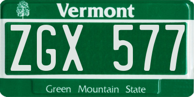 VT license plate ZGX577
