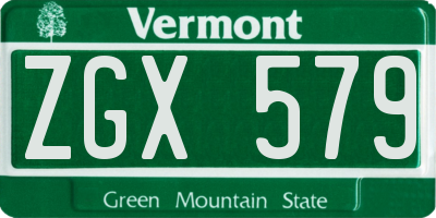 VT license plate ZGX579