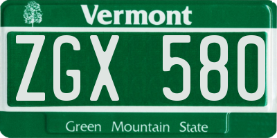 VT license plate ZGX580