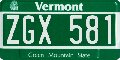 VT license plate ZGX581