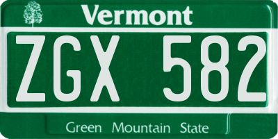 VT license plate ZGX582