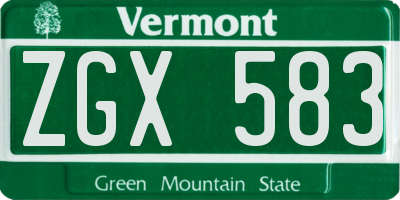 VT license plate ZGX583