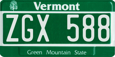 VT license plate ZGX588