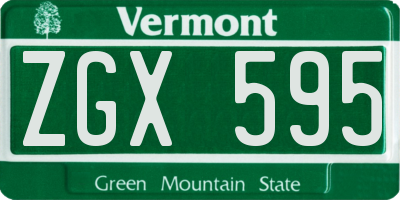 VT license plate ZGX595