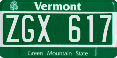 VT license plate ZGX617