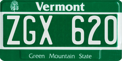 VT license plate ZGX620