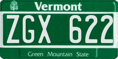 VT license plate ZGX622