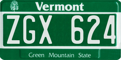 VT license plate ZGX624