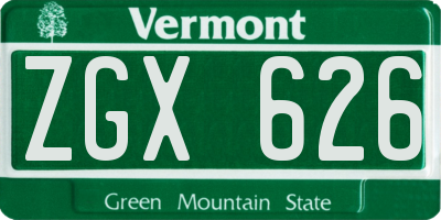 VT license plate ZGX626