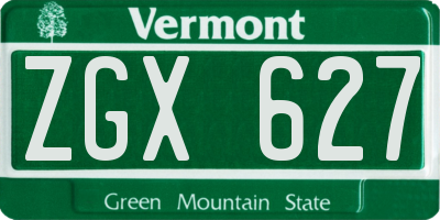 VT license plate ZGX627