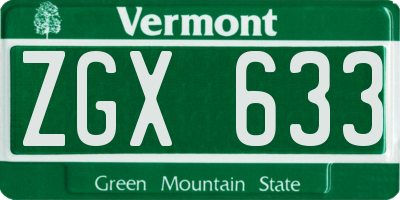 VT license plate ZGX633