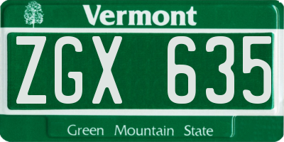 VT license plate ZGX635