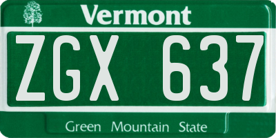 VT license plate ZGX637