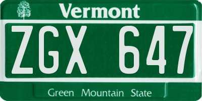 VT license plate ZGX647