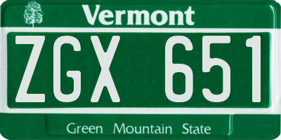VT license plate ZGX651