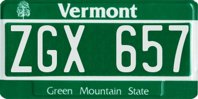 VT license plate ZGX657