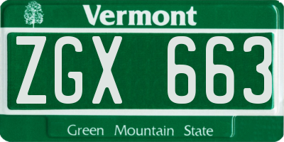 VT license plate ZGX663
