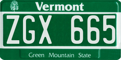 VT license plate ZGX665