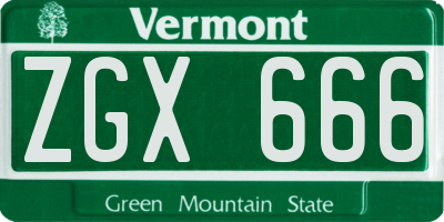 VT license plate ZGX666