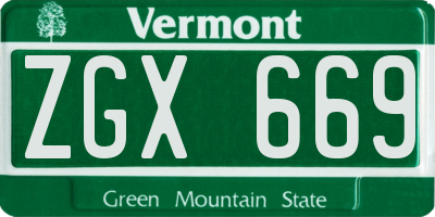 VT license plate ZGX669