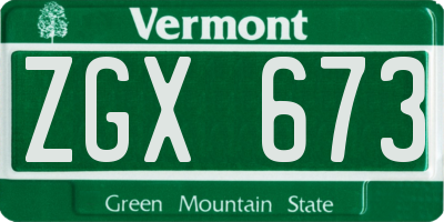 VT license plate ZGX673