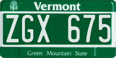VT license plate ZGX675