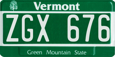 VT license plate ZGX676