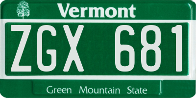 VT license plate ZGX681