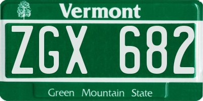 VT license plate ZGX682