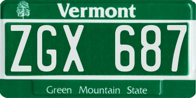 VT license plate ZGX687