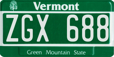 VT license plate ZGX688
