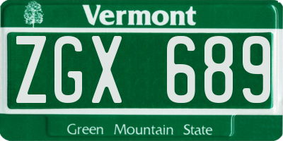 VT license plate ZGX689