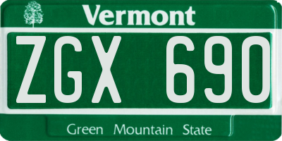 VT license plate ZGX690
