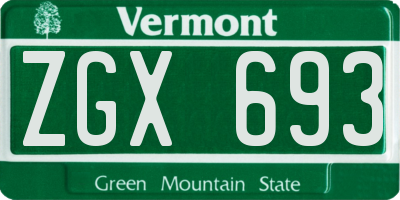VT license plate ZGX693
