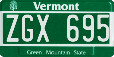 VT license plate ZGX695