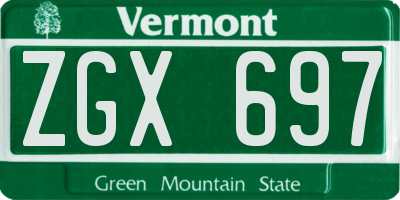 VT license plate ZGX697