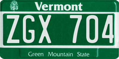 VT license plate ZGX704
