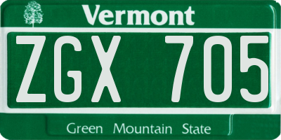 VT license plate ZGX705