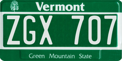 VT license plate ZGX707