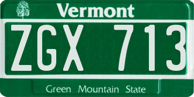 VT license plate ZGX713