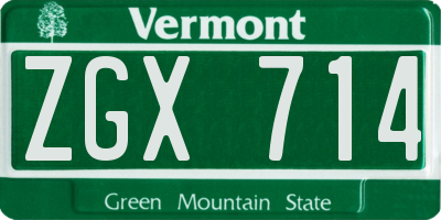 VT license plate ZGX714