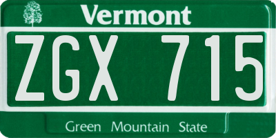 VT license plate ZGX715