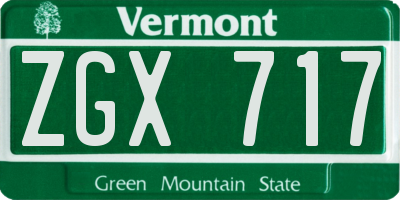 VT license plate ZGX717