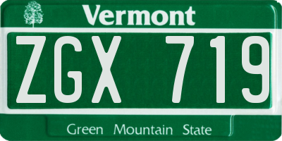 VT license plate ZGX719