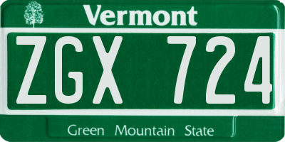 VT license plate ZGX724