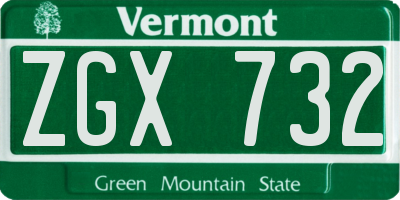 VT license plate ZGX732