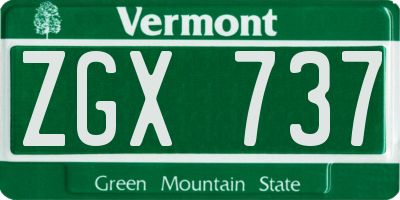VT license plate ZGX737