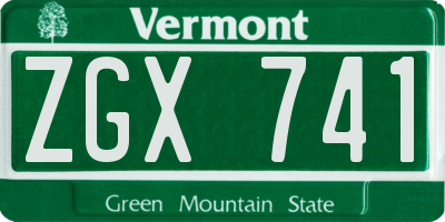 VT license plate ZGX741