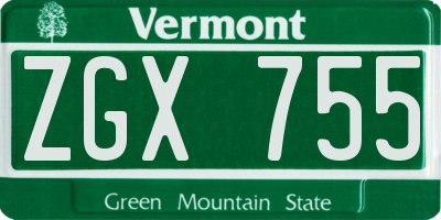 VT license plate ZGX755