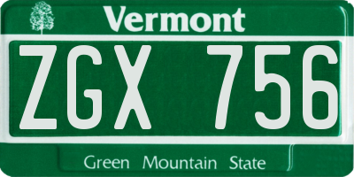 VT license plate ZGX756